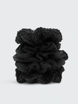 Assorted Textured Scrunchies - Black-KITSCH-Over the Rainbow
