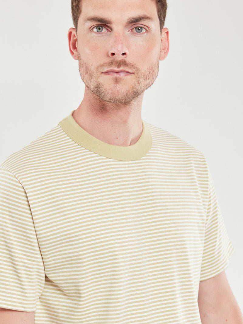 Classic Stripe Boxy Tee - Pale Olive/Milk-Armor Lux-Over the Rainbow