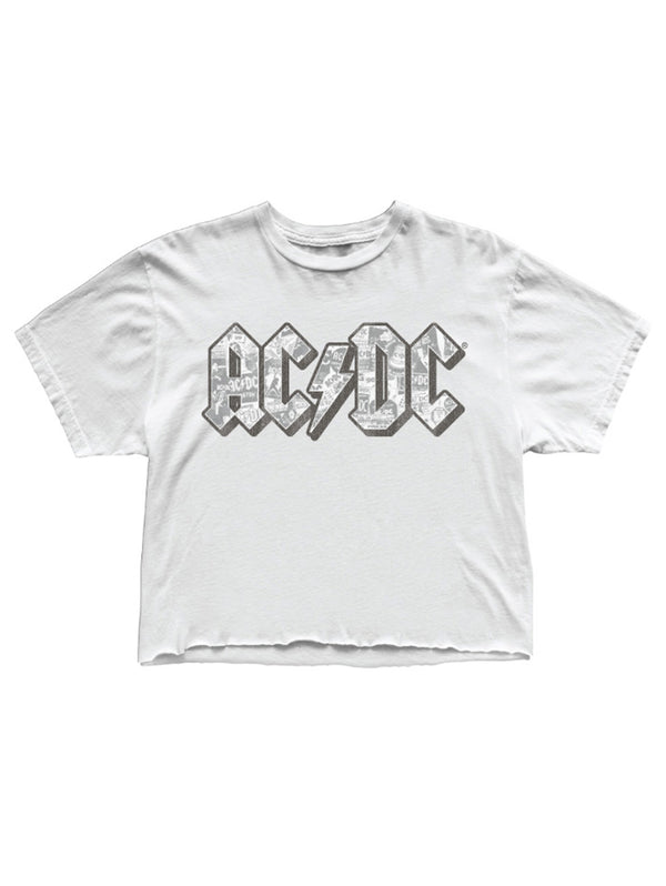 AC/DC Cropped Tee - White-Retro Brand Black Label-Over the Rainbow