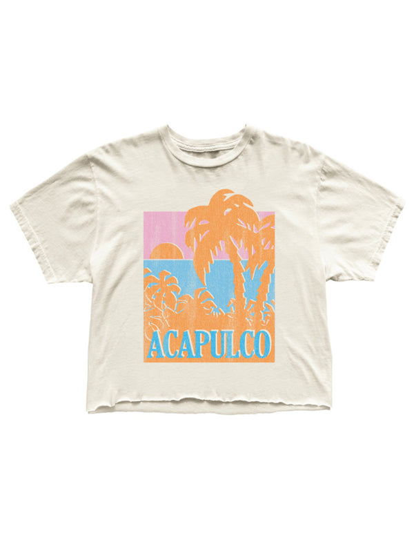 Acapulco Cropped Tee - Vintage White-Retro Brand Black Label-Over the Rainbow