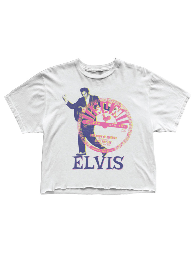 Elvis Sun Records Cropped Tee - White-Retro Brand Black Label-Over the Rainbow