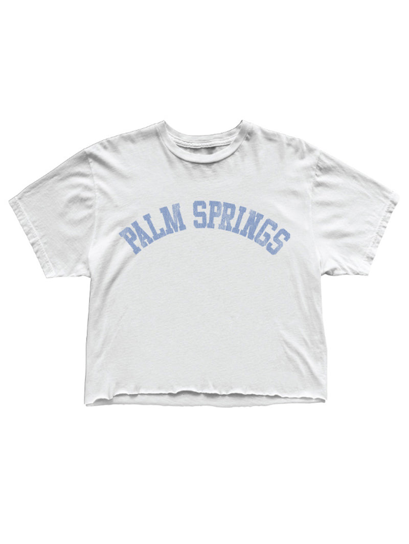 Palm Springs Cropped Tee - White-Retro Brand Black Label-Over the Rainbow