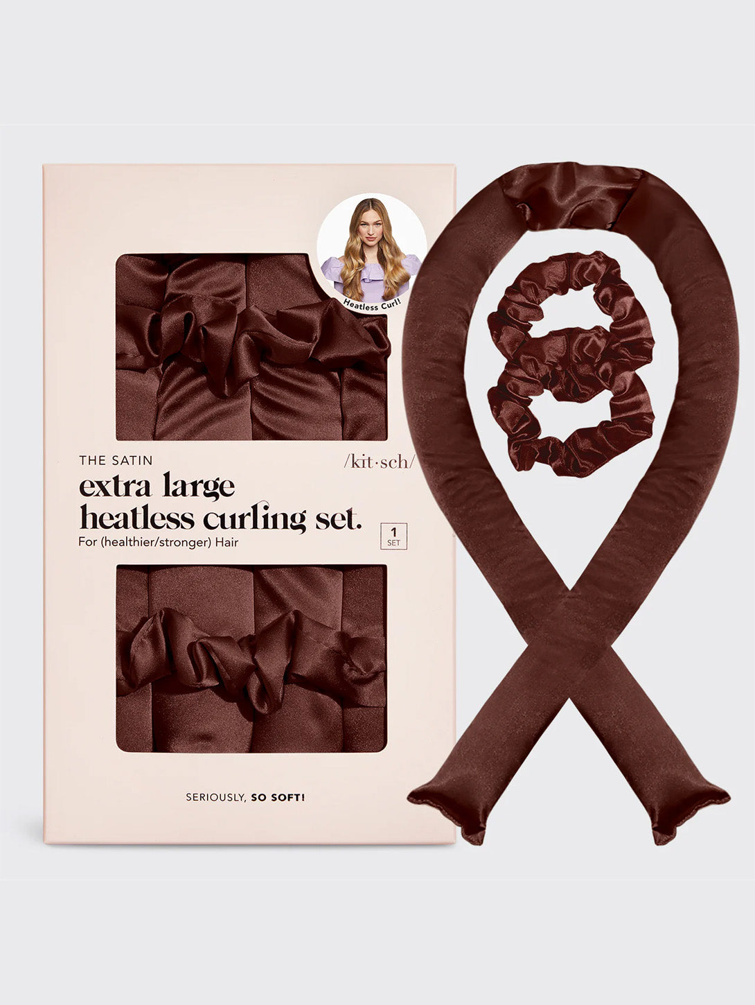XL Satin Heatless Curling Set - Chocolate-KITSCH-Over the Rainbow