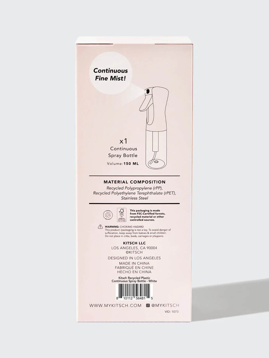 Recycled Plastic Continuous Spray Bottle - White-KITSCH-Over the Rainbow