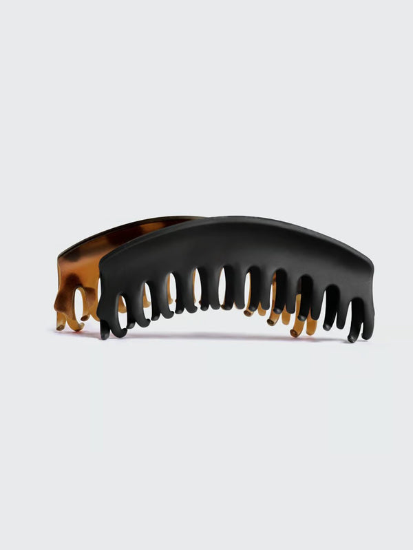 Large Dome Claw Clip (2 Pack) - Black Tort-KITSCH-Over the Rainbow