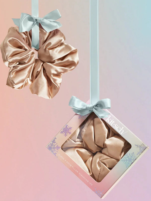 Holiday Satin Pillow Scrunchie - Champagne-KITSCH-Over the Rainbow