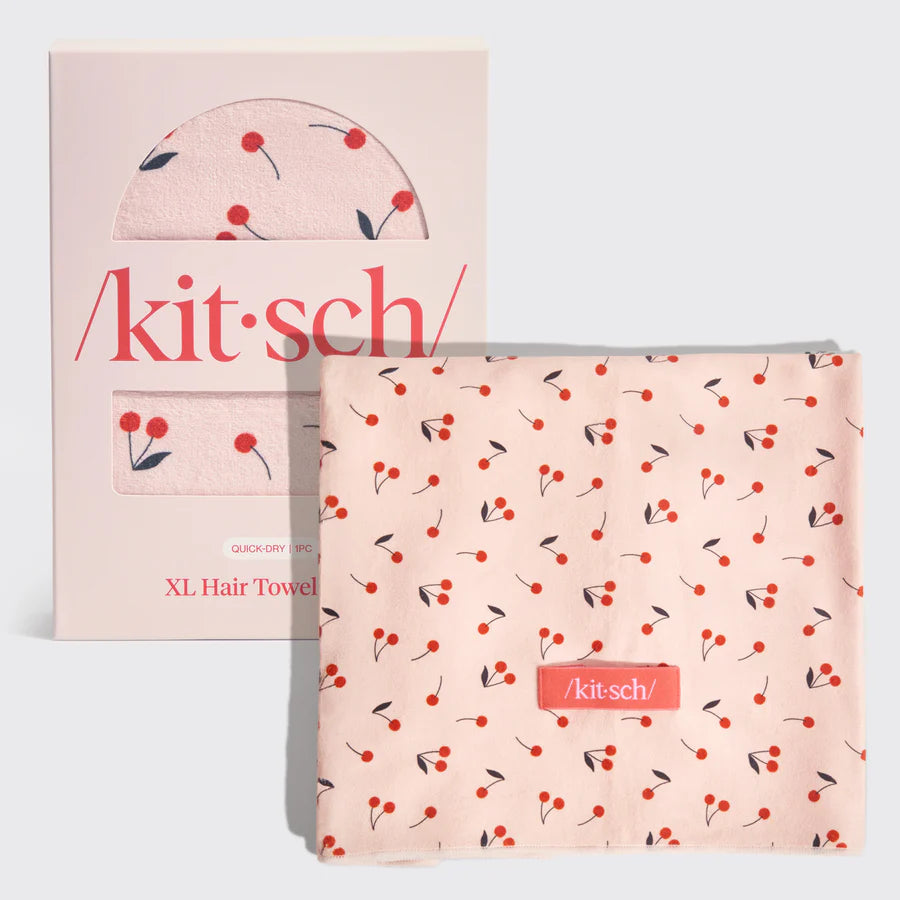 KITSCH | XL Hair Towel Wrap - Cherry Print | Over The Rainbow Canada ...
