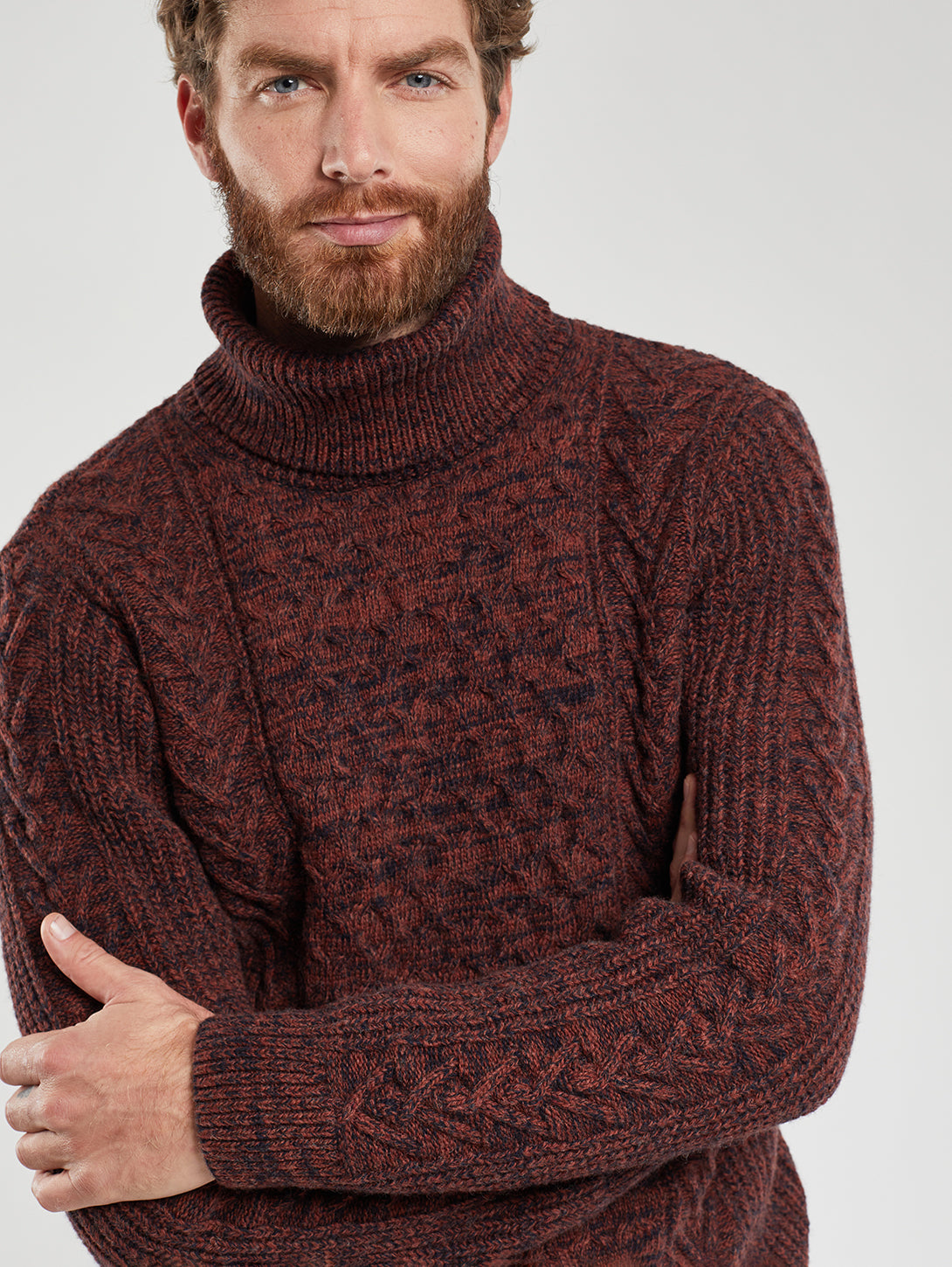 ARMOR LUX | Turtleneck Sweater - Deep Paprika Melange | Over The