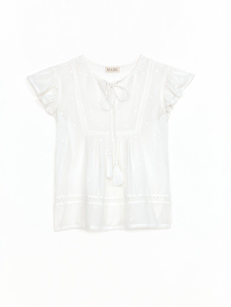 Navi Embroidered Top - White