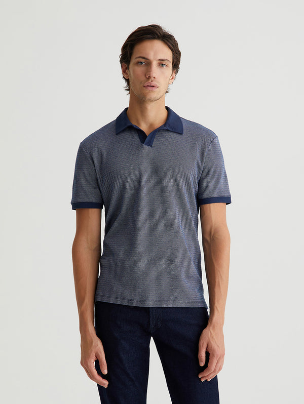 Bryce Johnny Collar Tee - Navy Black-AG Jeans-Over the Rainbow