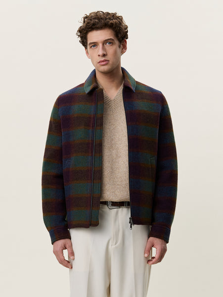 LES DEUX | Check Wool Coach Jacket - Rosin Green | Over the