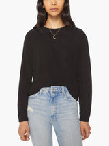 Long Sleeve Slouchy Cut Off Tee - Black-Mother-Over the Rainbow