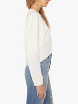 Long Sleeve Slouchy Cut Off Tee - Bright White-Mother-Over the Rainbow