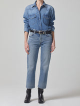 Cropped Western Shirt - Carolina Blue-Citizens of Humanity-Over the Rainbow