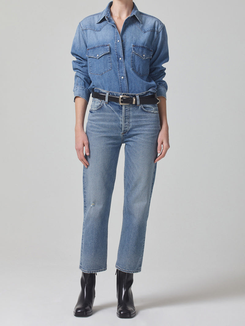 Cropped Western Shirt - Carolina Blue-Citizens of Humanity-Over the Rainbow
