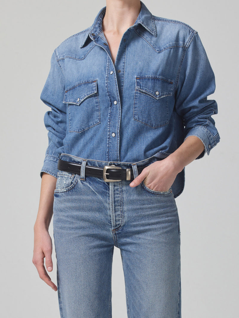 Cropped Western Shirt - Carolina Blue-Citizens of Humanity-Over the Rainbow