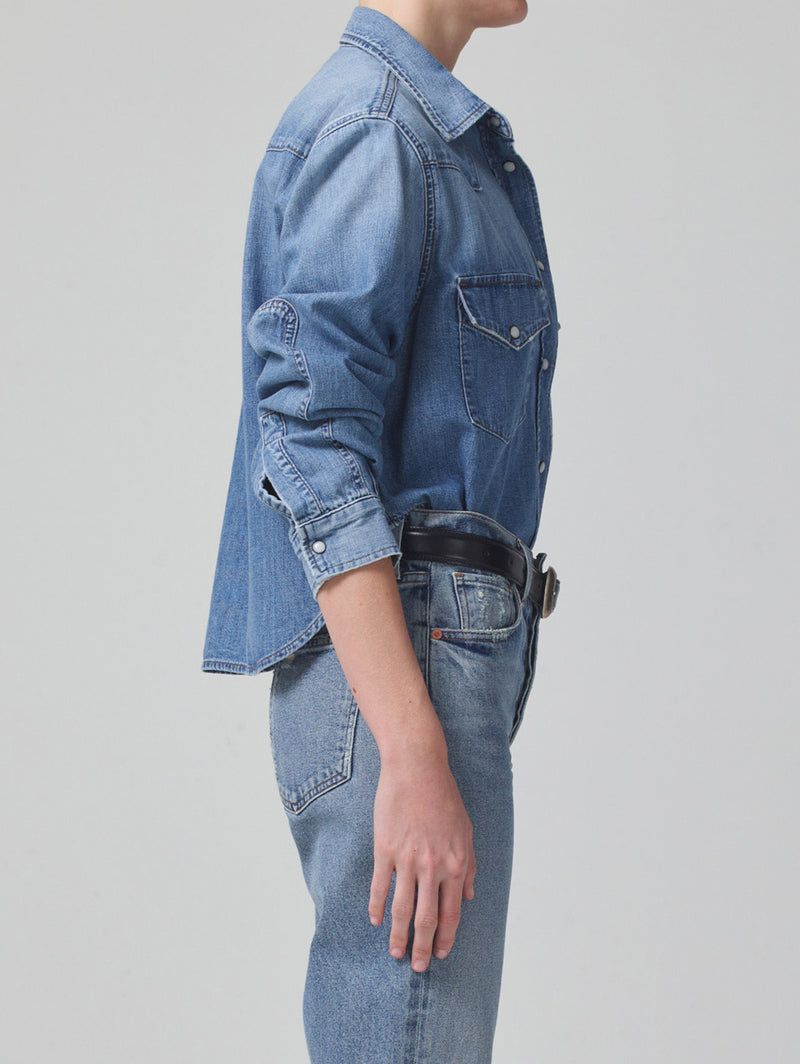 Cropped Western Shirt - Carolina Blue-Citizens of Humanity-Over the Rainbow