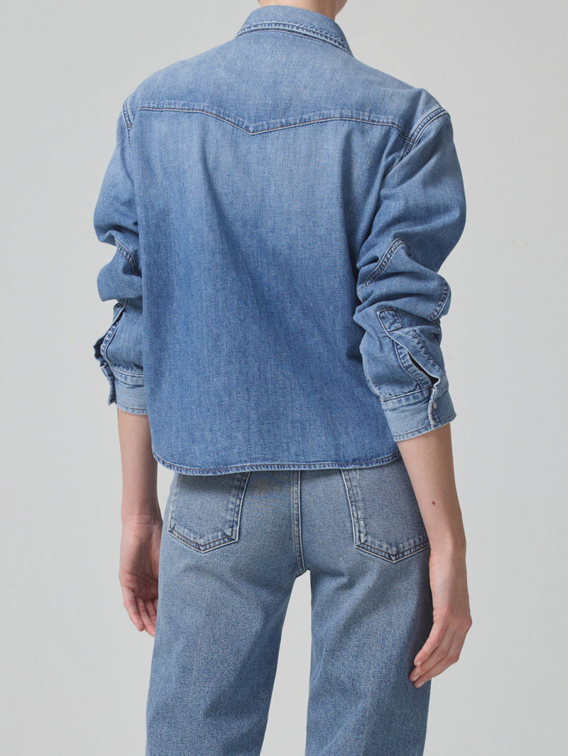 Cropped Western Shirt - Carolina Blue-Citizens of Humanity-Over the Rainbow
