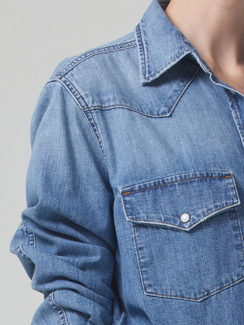 Cropped Western Shirt - Carolina Blue-Citizens of Humanity-Over the Rainbow