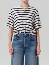 Goldie Tee - Azure Stripe