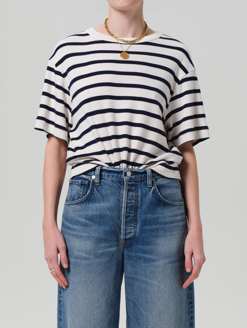 Goldie Tee - Azure Stripe