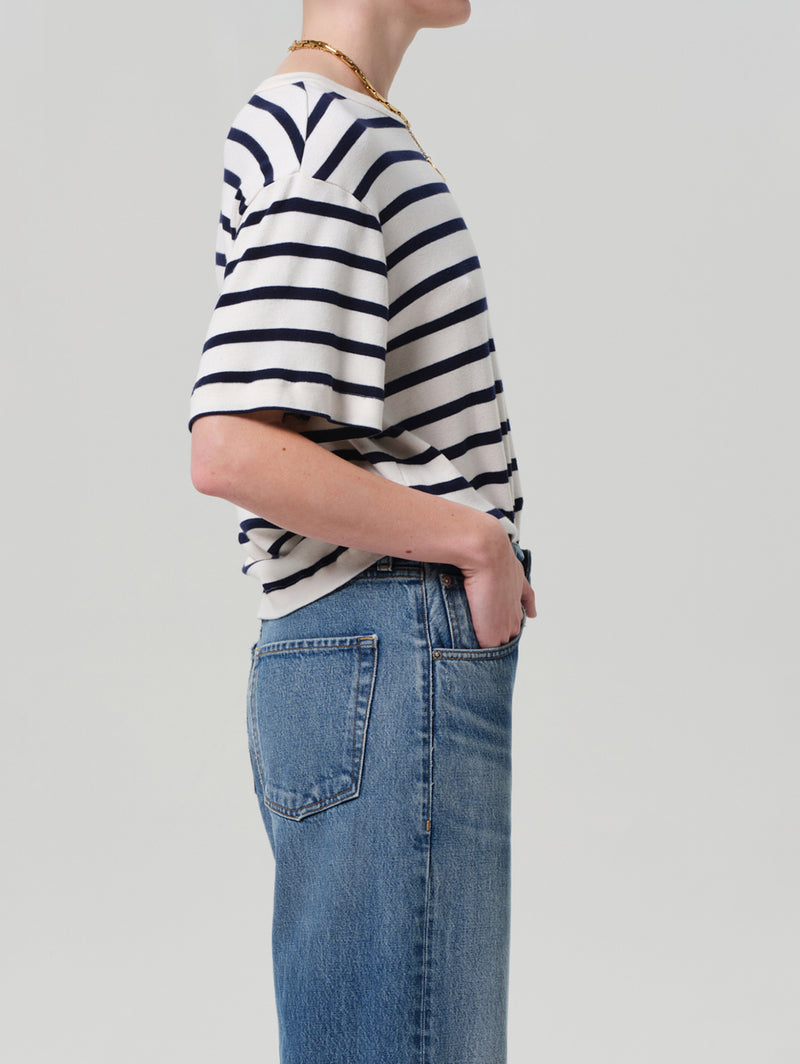 Goldie Tee - Azure Stripe