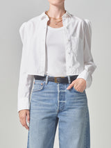 Nia Puff Sleeve Crop Shirt - White-Citizens of Humanity-Over the Rainbow