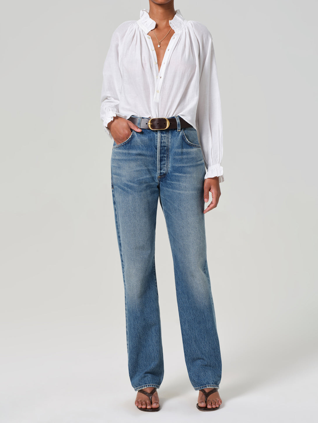 CITIZENS OF HUMANITY | Iris Ruffled Top - White | Over The