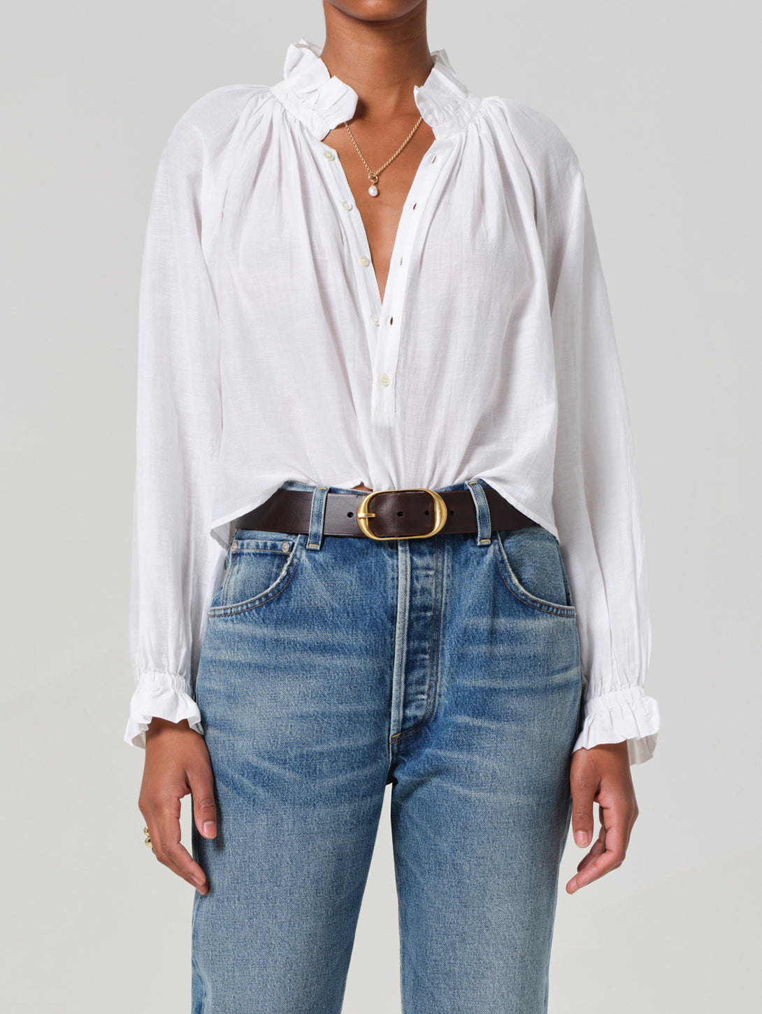 CITIZENS OF HUMANITY | Iris Ruffled Top - White | Over The