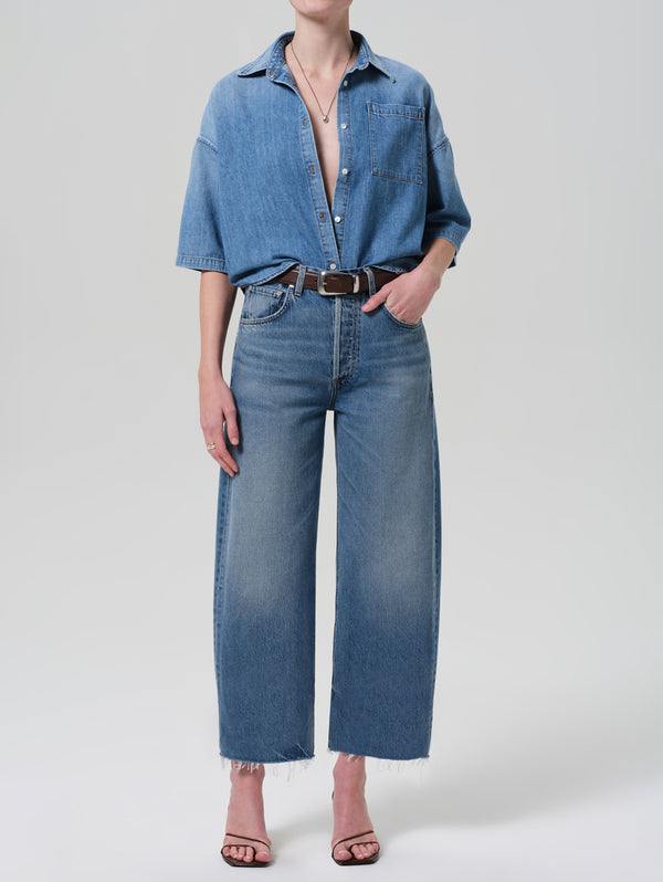 Frances Cropped Cape Shirt - Skyland