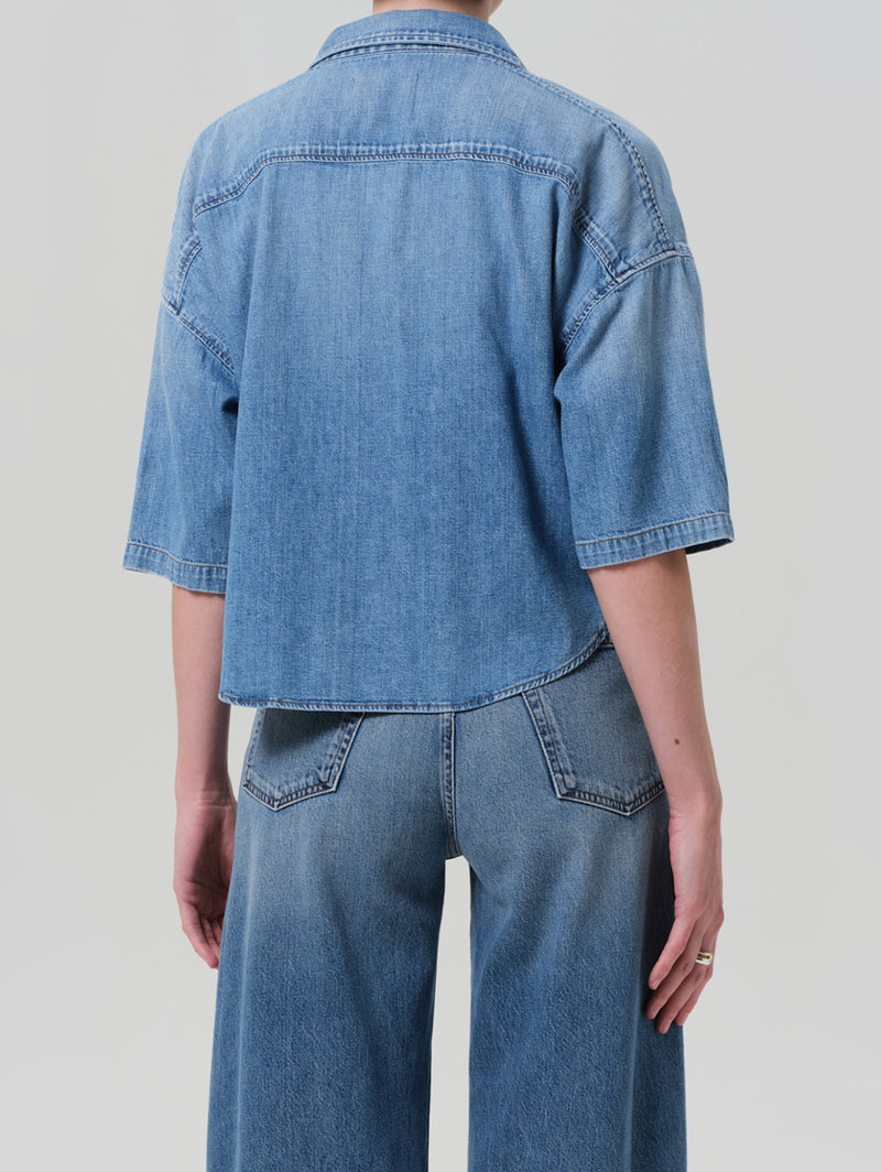 Frances Cropped Cape Shirt - Skyland