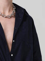 Frances Cropped Cape Shirt - Navy