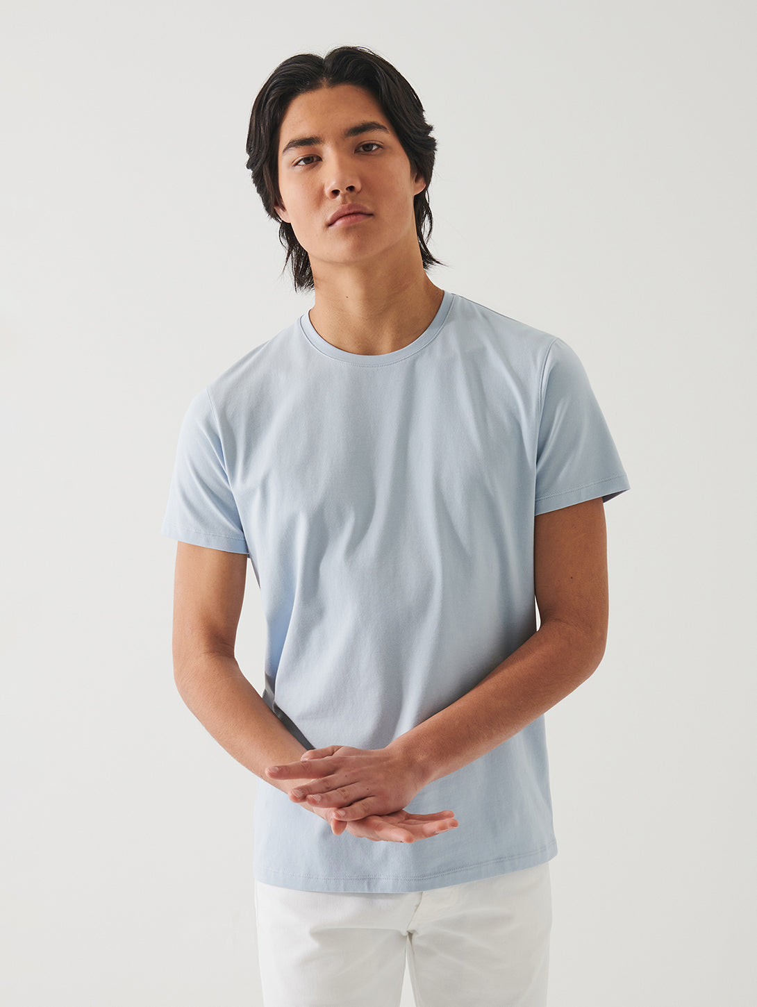 Iconic Pima Crew Neck T-Shirt - Blue Ice-Patrick Assaraf-Over the Rainbow