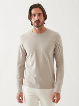 Pima Cotton Stretch Long Sleeve Tee - Aluminum-Patrick Assaraf-Over the Rainbow