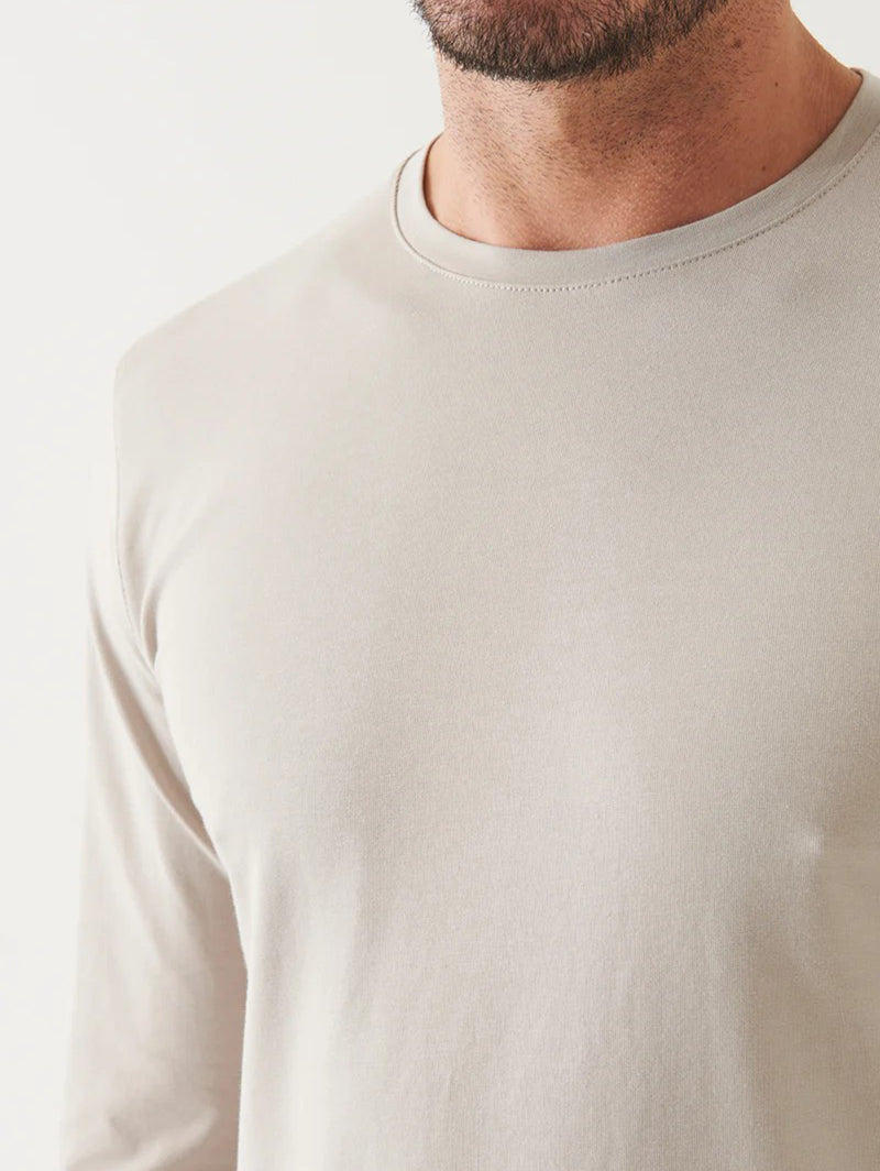 Pima Cotton Stretch Long Sleeve Tee - Aluminum-Patrick Assaraf-Over the Rainbow