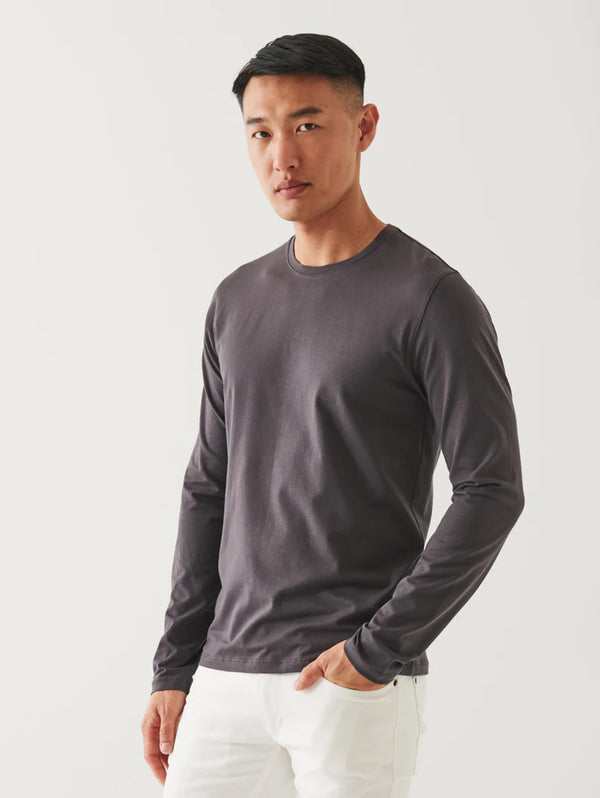 Long Sleeve Iconic Crew Tee - Battleship-Patrick Assaraf-Over the Rainbow