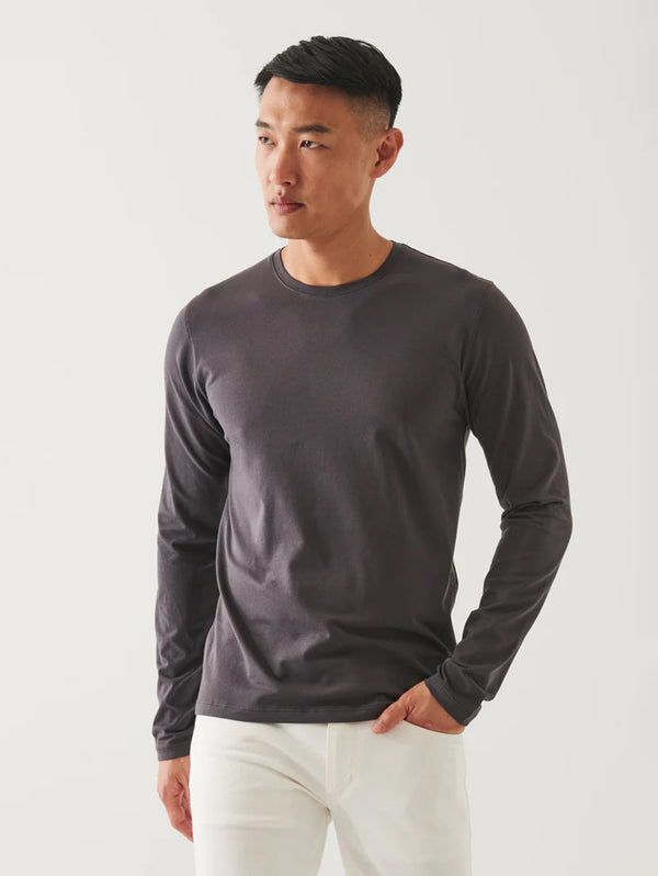 Long Sleeve Iconic Crew Tee - Battleship-Patrick Assaraf-Over the Rainbow