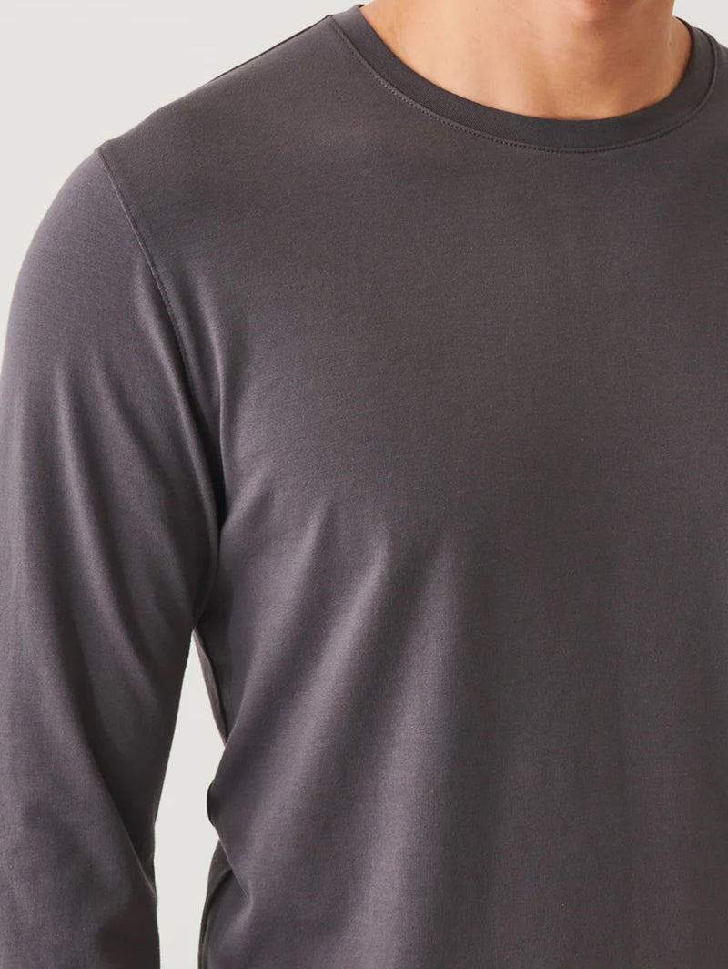 Long Sleeve Iconic Crew Tee - Battleship-Patrick Assaraf-Over the Rainbow