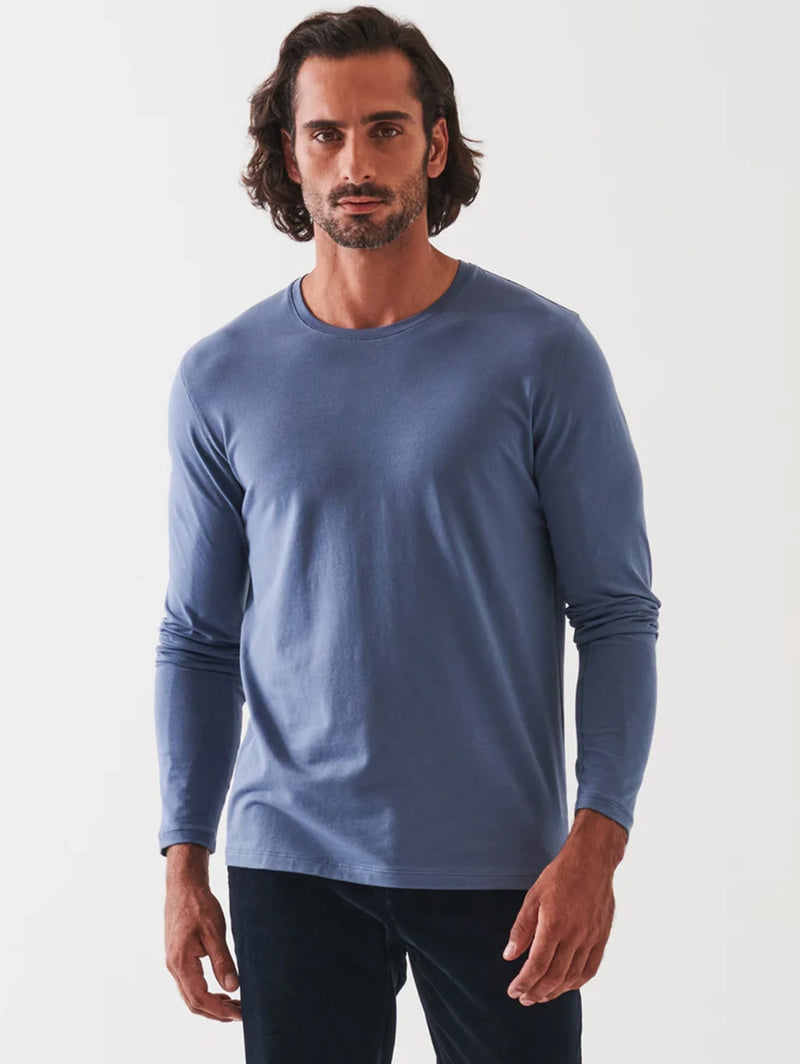 Long Sleeve Iconic Crew Tee - Seaport-Patrick Assaraf-Over the Rainbow