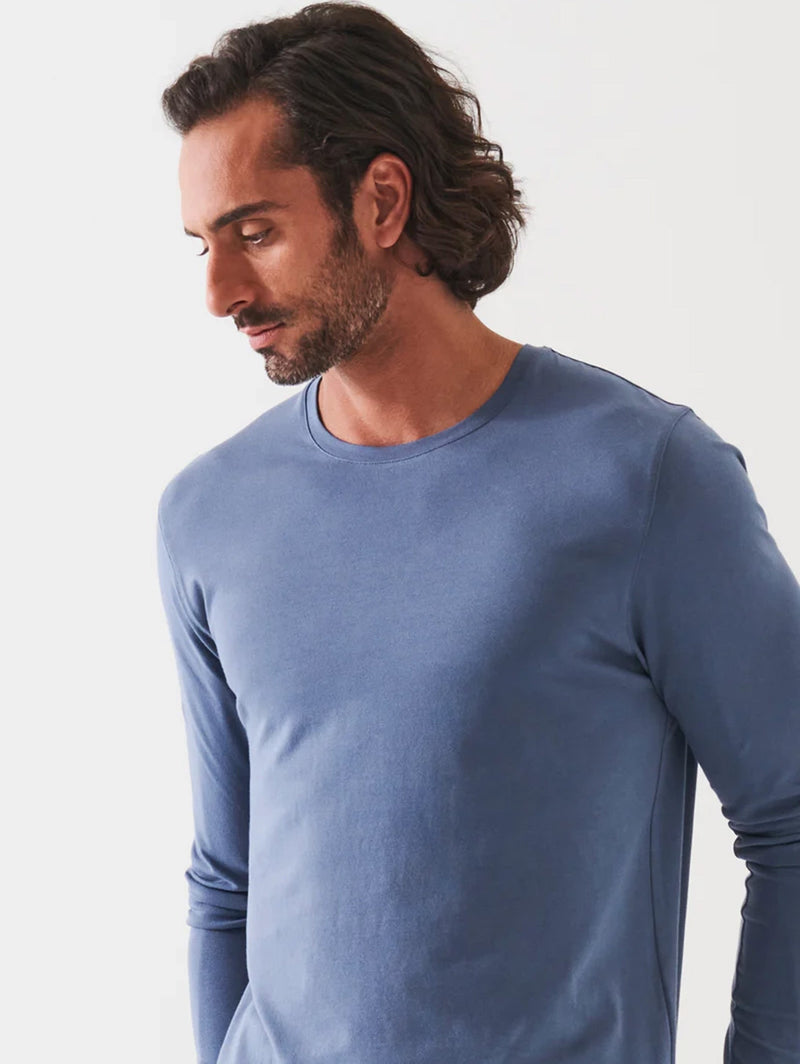 Long Sleeve Iconic Crew Tee - Seaport-Patrick Assaraf-Over the Rainbow