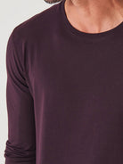 Pima Cotton Stretch Long Sleeve Tee - Bordeaux-Patrick Assaraf-Over the Rainbow