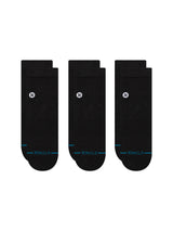 Icon Quarter Sock 3 Pack - Black