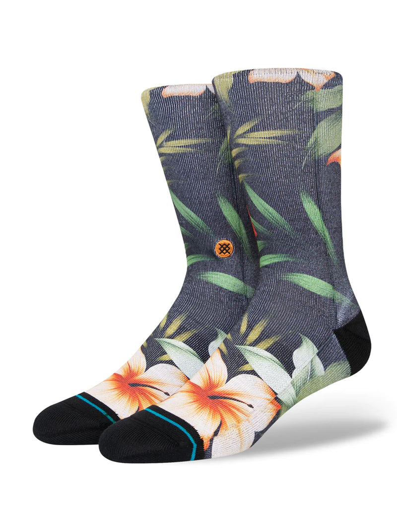 Cabana Crew Sock - Washed Black Floral-Stance-Over the Rainbow