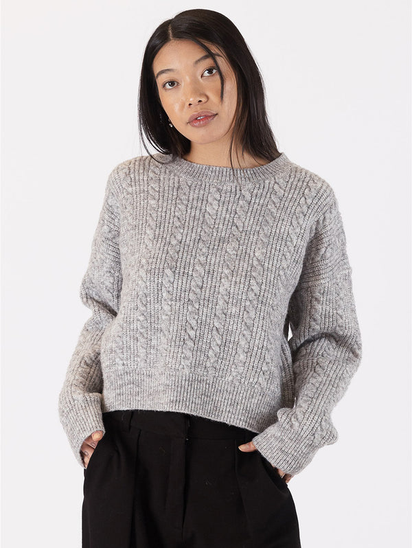 Addie Cable Knit Sweater - Grey-LYLA+LUXE-Over the Rainbow