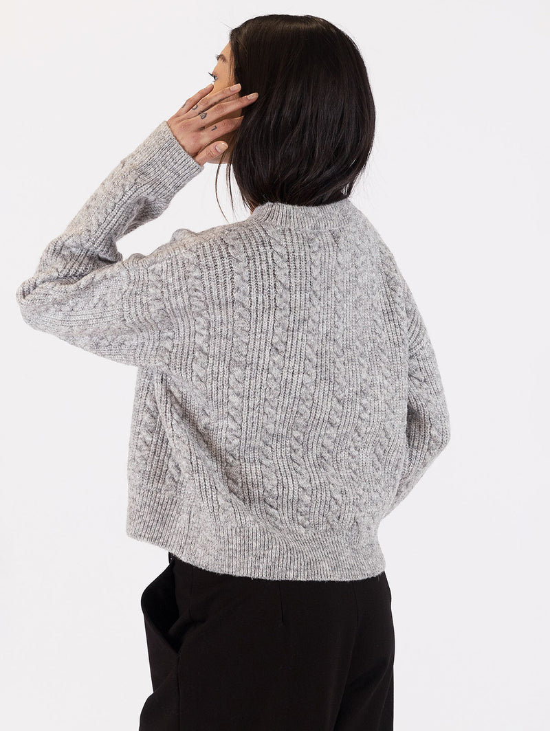 Addie Cable Knit Sweater - Grey-LYLA+LUXE-Over the Rainbow
