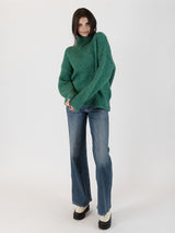 Aggie Mock Neck Sweater - Emerald-LYLA+LUXE-Over the Rainbow