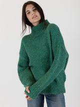 Aggie Mock Neck Sweater - Emerald-LYLA+LUXE-Over the Rainbow
