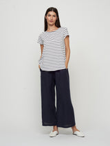Cropped Linen Pant - Navy-PISTACHE-Over the Rainbow
