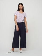 Cropped Linen Pant - Navy-PISTACHE-Over the Rainbow