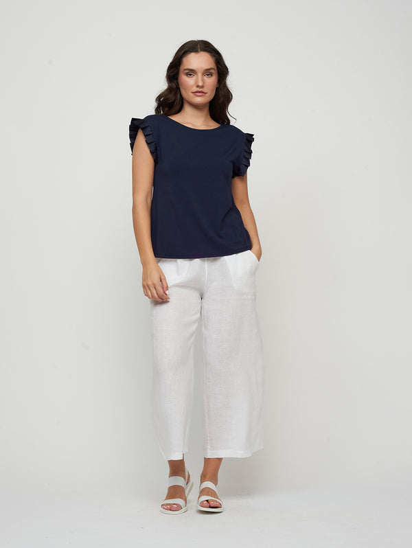 Cropped Linen Pant - White-PISTACHE-Over the Rainbow
